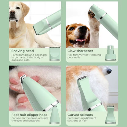 Nest & Paw 4-in-1 Rechargeable Pet Grooming Kit – Low-Noise Clippers & Nail Grinder for Safe, Cordless Dog and Cat Care